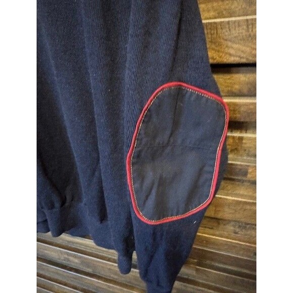 ORVIS 1/4 ZIP 100% MERINO WOOL Upton Navy Sweater Men’s Size XL Elbow Patches - Picture 2 of 13